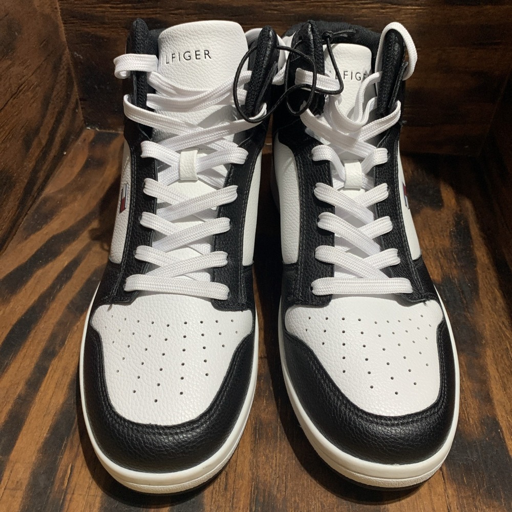 Tommy Hilfiger Men's High Top Size 10.5 Basketball Sneakers White/Black - Picture 2 of 8